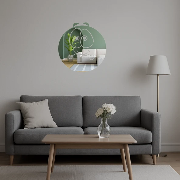 Sevimli İfade Emoji Tasarımlı Dekoratif Duvar Aynalı Tablosu - Resim 5