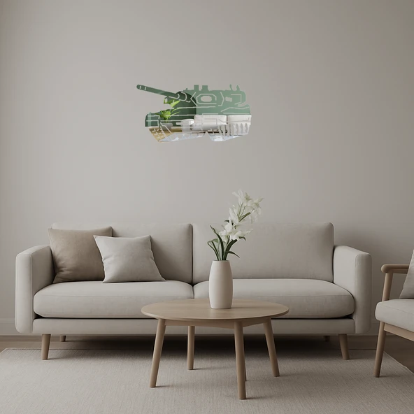 Dekoratif Askeri Tank Aynalı Tablo ürün görseli