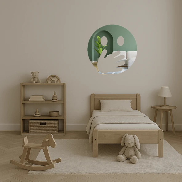 Gözler Açık El Ağız Üzerinde Yüz İfadeli Dekoratif Aynalı Tablo - Resim 4