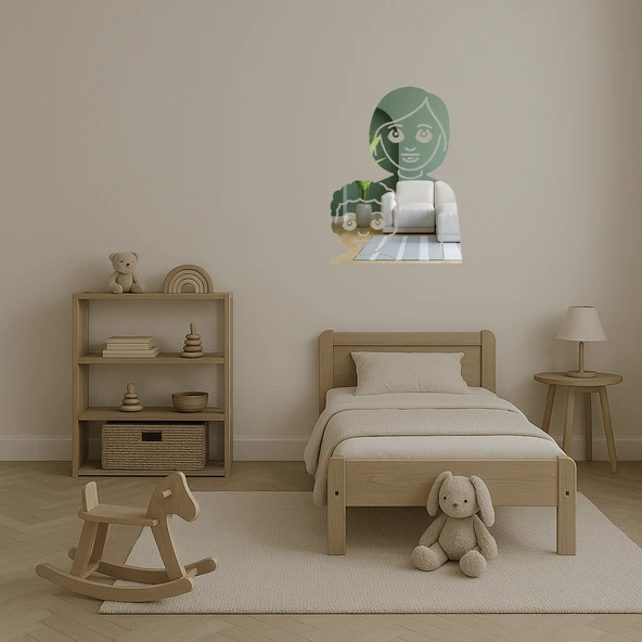 Anne ve Erkek Çocuk Emoji Aile Dekoratif Aynalı Tablo - Resim 4