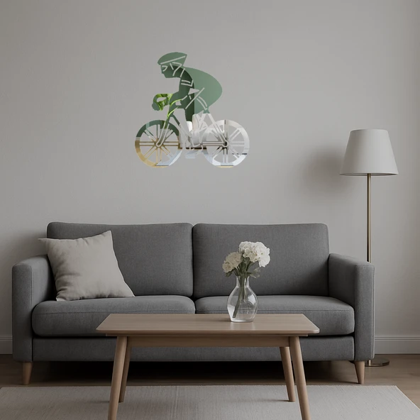 Bisiklet Süren Adam  Aynalı Tablo - Resim 5