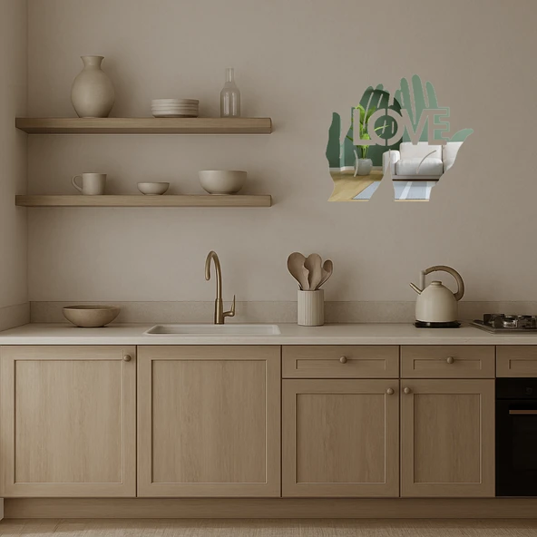 Eller Üzerinde Aşk Dekoratif Aynalı Tablo - Resim 3