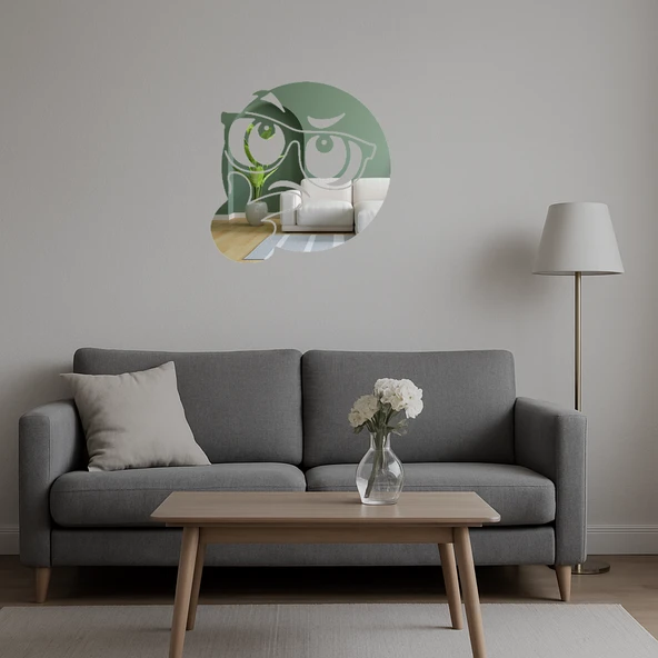 Düşünen Gözlüklü Emoji  Dekoratif Aynalı Tablo - Resim 5