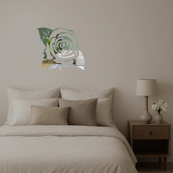 Minimalist Çiçek Tasarımlı Dekoratif Aynalı Tablo - Resim 2