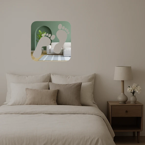 Ayak İzi Tasarımlı Dekoratif Aynalı Tablo - Resim 3
