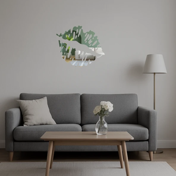 Öpücük İzi Temalı Dekoratif Aynalı Tablo - Resim 5