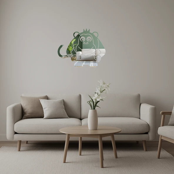 Maymun Figürlü Dekoratif Aynalı Tablo ürün görseli