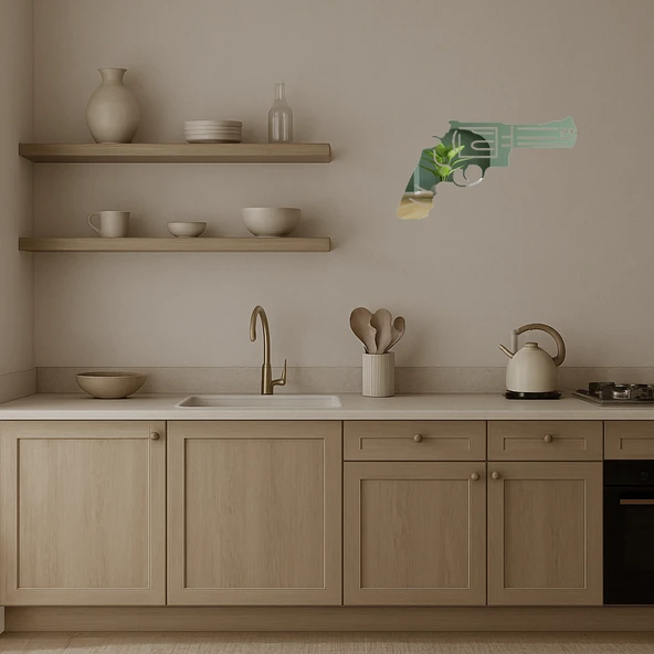 Dekoratif Polis Revolver Aynalı Tablo - Resim 4