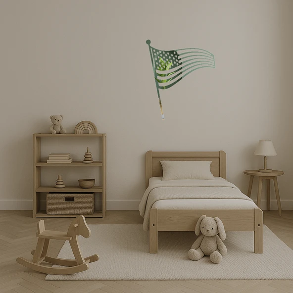 Amerikan Bayrağı Tasarımlı  Dekoratif Aynalı Tablo - Resim 3