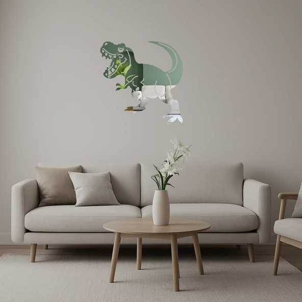 T-Rex Figürlü Dinozor Temalı İç Mekan Aynalı Tablosu ürün görseli