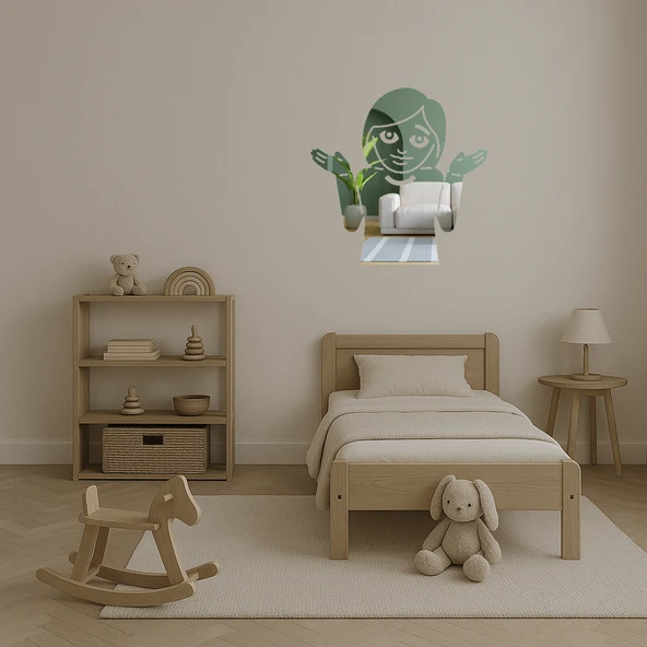 Omuz Silken Kız Çocuk Emoji Dekoratif Aynalı Tablo - Resim 4