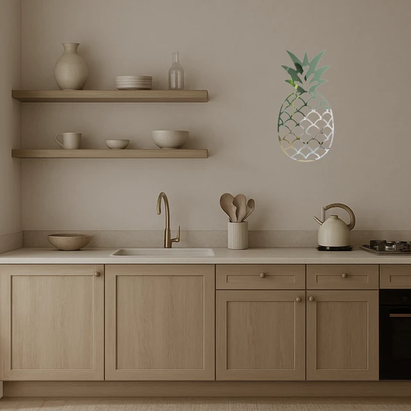 Tropikal  Ananas Desenli Dekoratif Duvar Aynalı Tablosu - Resim 3
