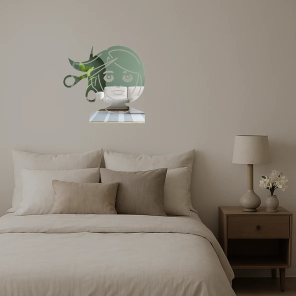 Saç Kesimi Yapan Kadın Emoji Aynalı Tablosu - Resim 2