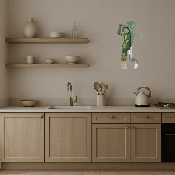 Golfçü Figürlü  Dekoratif Aynalı Tablo - Resim 2