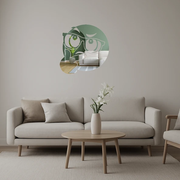 Düşünen Gözlüklü Emoji  Dekoratif Aynalı Tablo ürün görseli