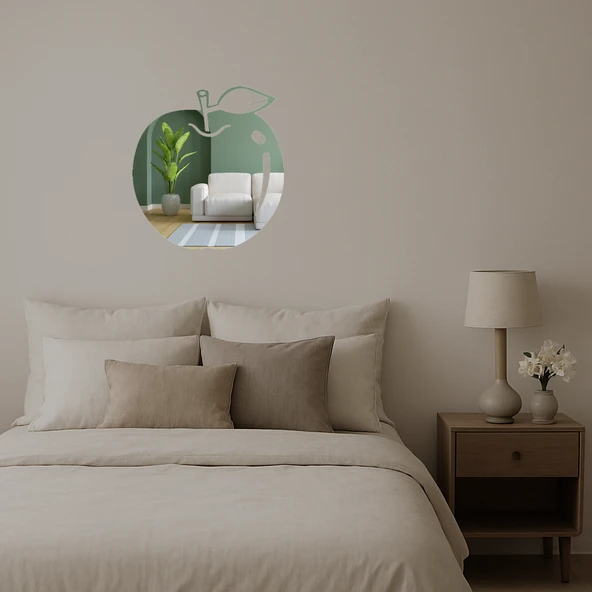 Yapraklı Elma Tasarımlı Dekoratif Aynalı Tablo - Resim 2