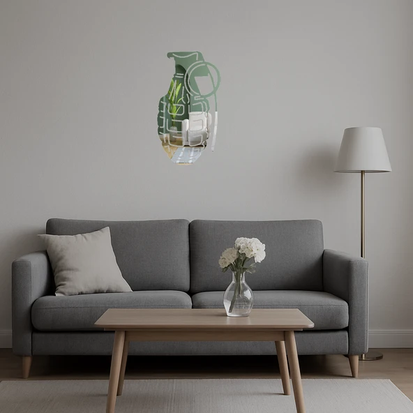 Dekoratif MK2 El Bombası Aynalı Tablo - Resim 5