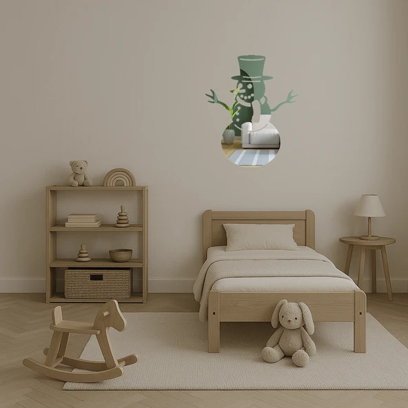 Kardan Adam Temalı Kış Dekoratif  Aynalı Tablo - Resim 2