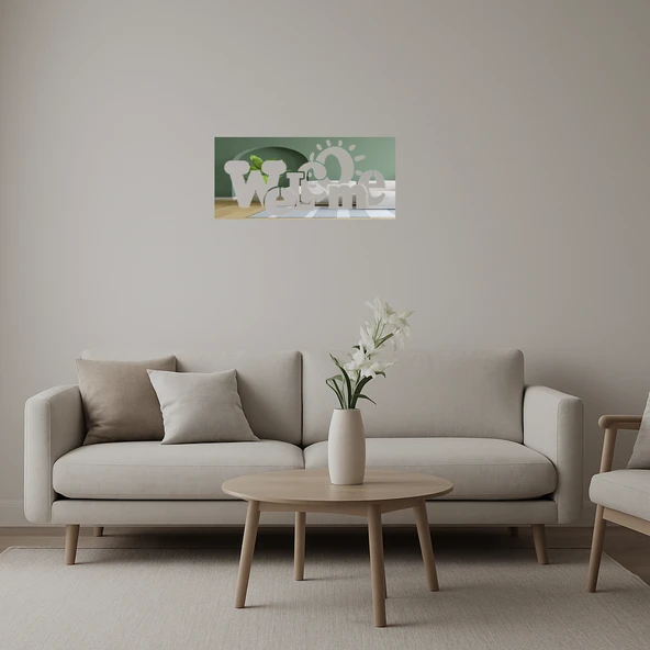 Güneş Motifli Hoş Geldiniz  Dekorasyon Aynalı Tablosu ürün görseli