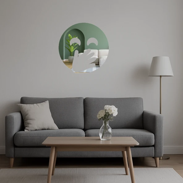 El Ağız Üzerinde Yüz İfadeli Dekoratif Aynalı Tablo - Resim 5