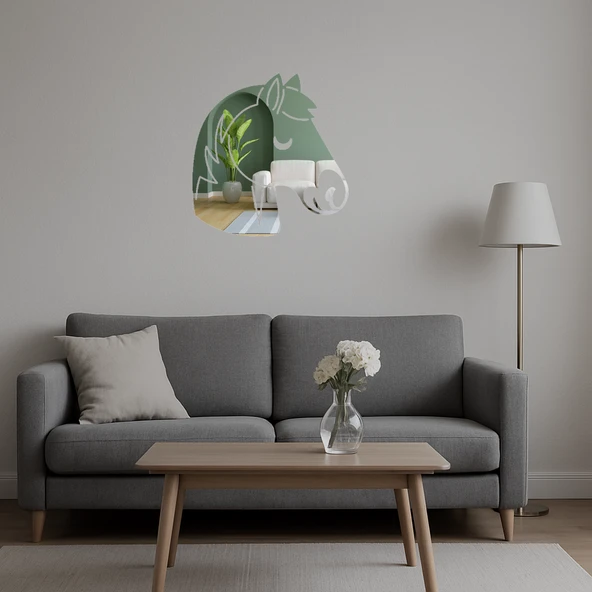 At Yüzü Temalı Dekoratif Aynalı Tablo - Resim 5