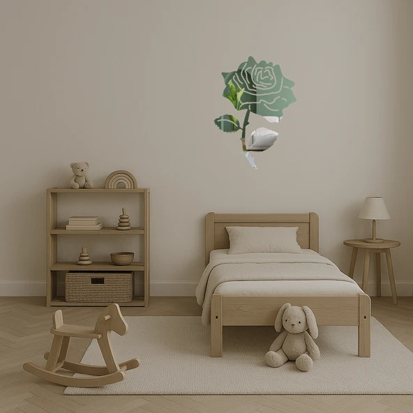 Çiçek Desenli Dekoratif Aynalı Tablo - Resim 3