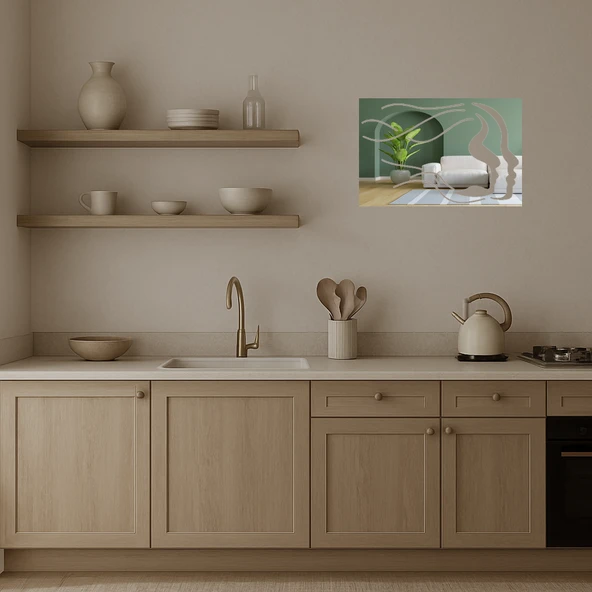 Modern Yüzler İllüstrasyonu Dekoratif Aynalı Tablo - Resim 3