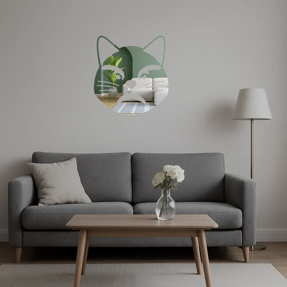 Somurtkan Kedi Emoji Dekoratif Aynalı Tablo - Resim 5