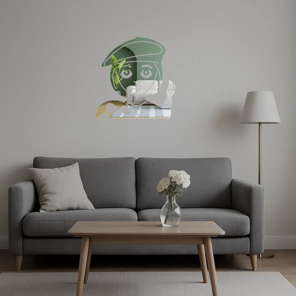 Sanatçı Kadın Emoji Dekoratif Aynalı Tablo - Resim 5