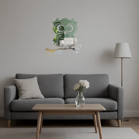 Doğal Yaşam Temalı Baykuş Dekoratif  Aynalı Tablo - Resim 5