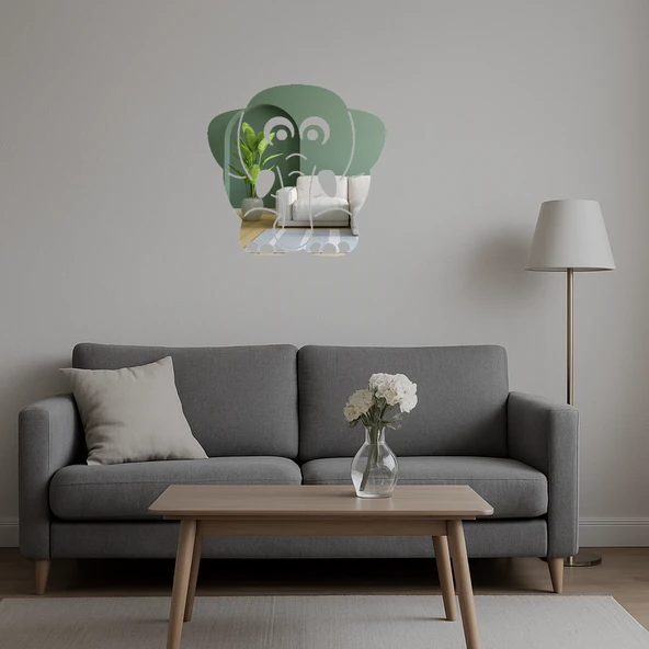 Detaylı Fil Tasarımlı Dekoratif Duvar Aynalı Tablosu - Resim 5