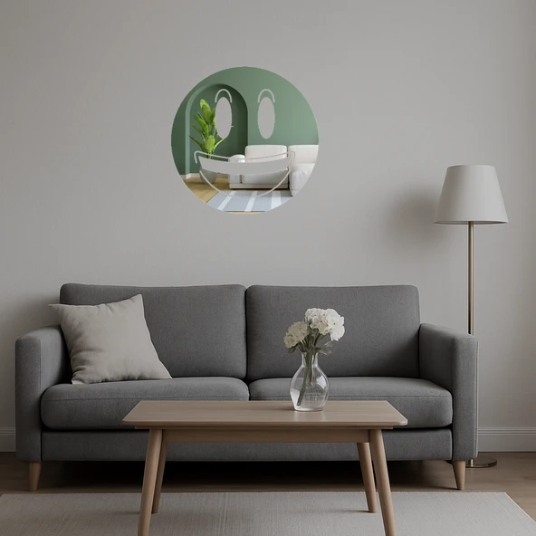 Büyük Gözlü Gülümseyen Emoji Dekoratif Aynalı Tablo - Resim 5