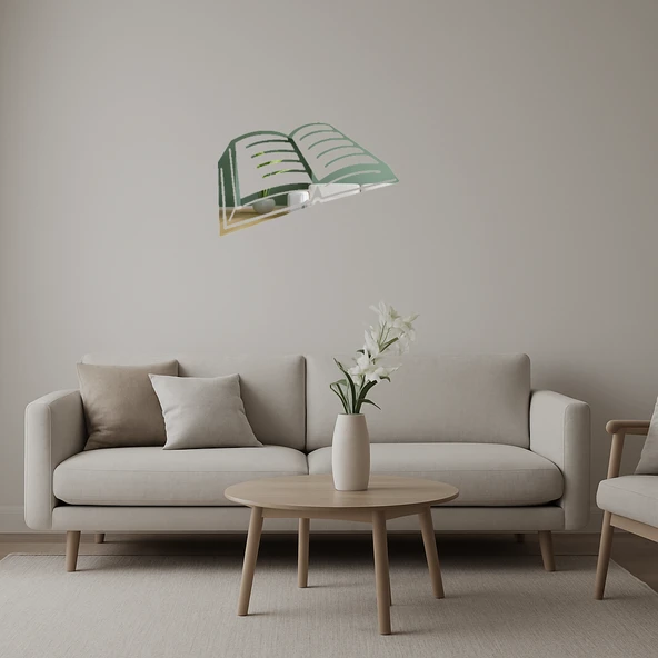 Açık Kitap Tasarımlı Ahşap Aynalı Tablo ürün görseli