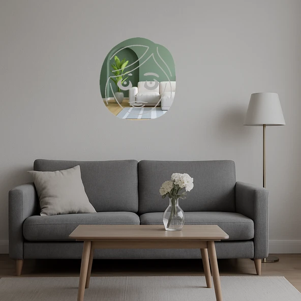 Gülen Emoji Kadın Yüzü İç Mekan Aynalı Tablosu - Resim 5