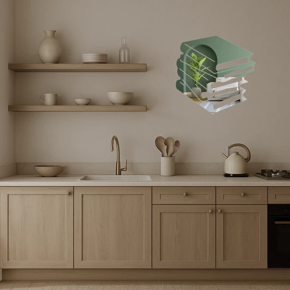 Kitap Seti Temalı  Dekoratif Aynalı Tablo - Resim 3