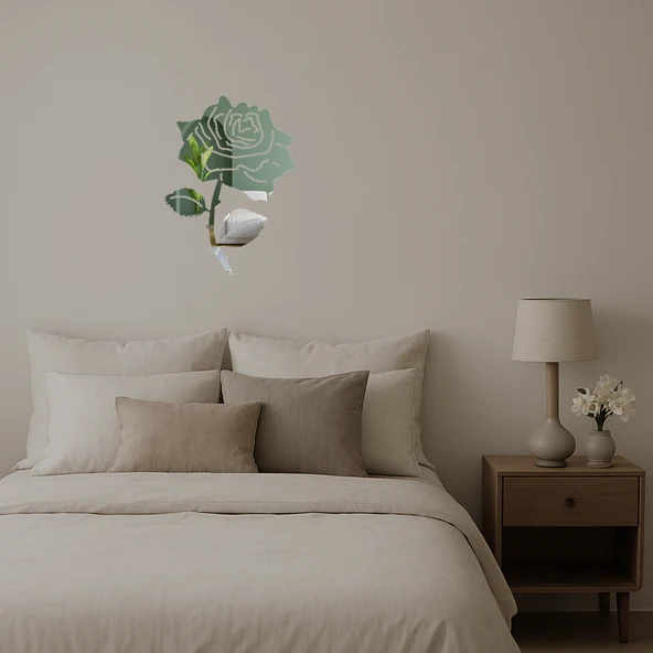 Çiçek Desenli Dekoratif Aynalı Tablo - Resim 2