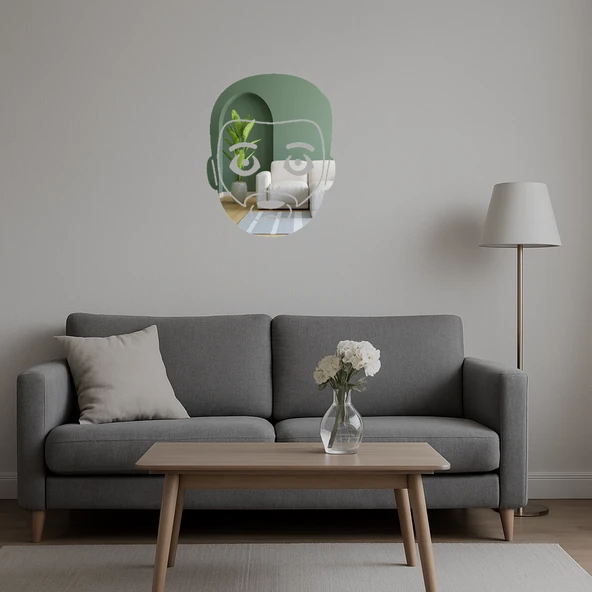 Erkek Yüz Emoji Dekoratif Aynalı Tablo - Resim 5