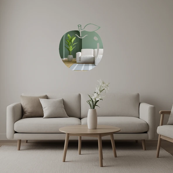 Yapraklı Elma Tasarımlı Dekoratif Aynalı Tablo ürün görseli