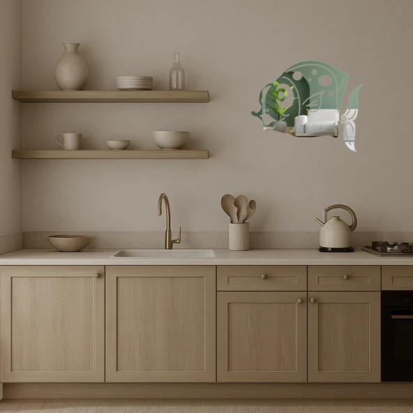 Deniz Balığı Tasarımlı Dekoratif Aynalı Tablo - Resim 2