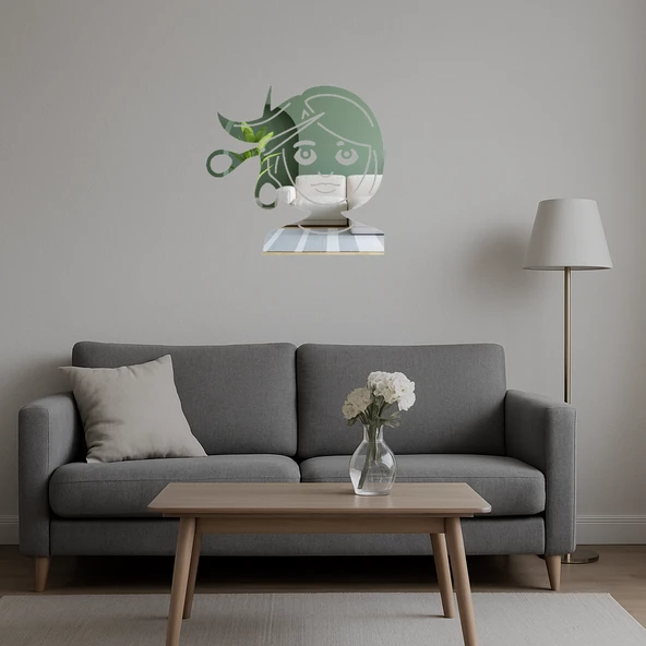 Saç Kesimi Yapan Kadın Emoji Aynalı Tablosu - Resim 5