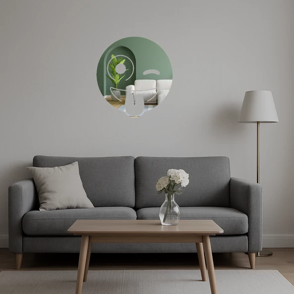 Göz Kırpan Emoji Yüz İç Mekan Aynalı Tablosu - Resim 4