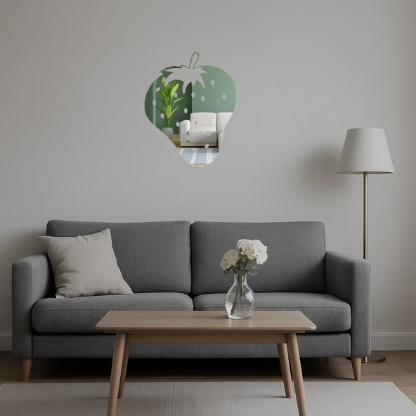 Çilek Desenli Dekoratif İç Mekan Aynalı Tablosu - Resim 5