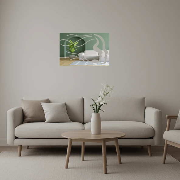 Modern Yüzler İllüstrasyonu Dekoratif Aynalı Tablo ürün görseli