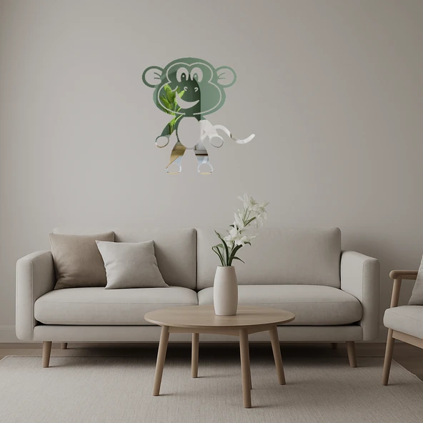 Ahşap Dekoratif Maymun Aynalı Tablosu ürün görseli