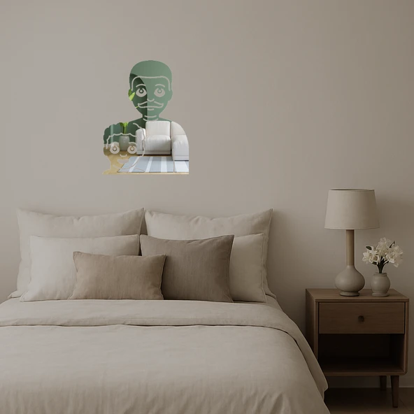 İç Mekan Dekoratif Baba ve Oğul Emoji Aynalı Tablosu - Resim 2