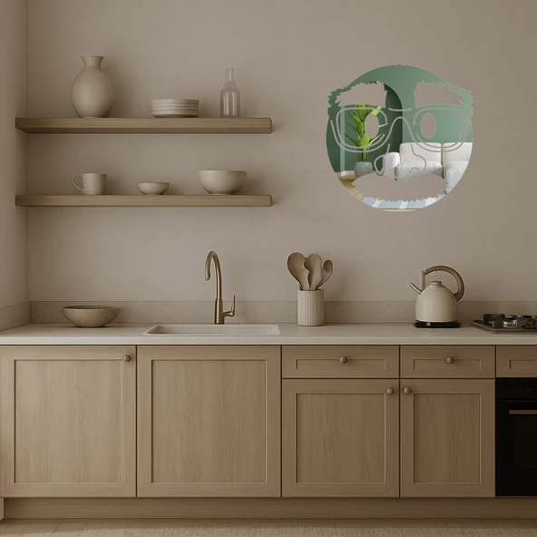 Maskeli Yüz İfadeli Dekoratif Duvar Aynalı Tablosu - Resim 3