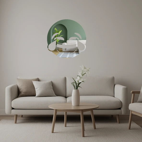 Gözyaşlarıyla Gülen Emoji Dekoratif Aynalı Tablo ürün görseli