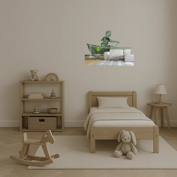 Kürek Çeken Emoji Dekoratif Aynalı Tablo - Resim 4