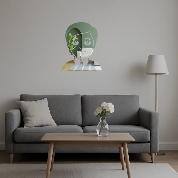 Ofis Çalışanı Kadın Emoji Aynalı Tablo - Resim 5