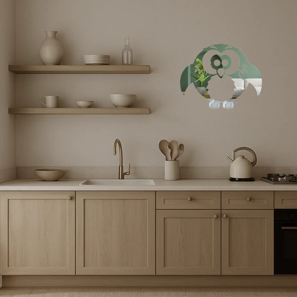 Modern  Baykuş Figürlü Dekoratif Duvar Aynalı Tablosu ürün görseli